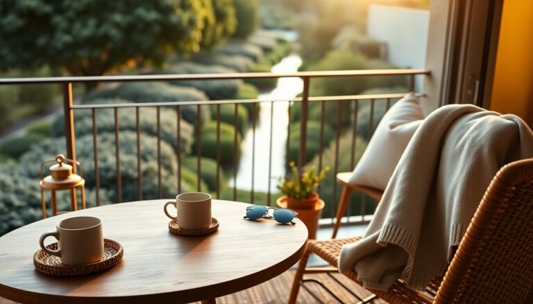 Garden retreat with private balcony and modern comforts